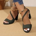 thumbnail image 5 of Strappy Heels for Women, Chunky Heels, Women High Heels, Dress Sandals Women, Women Classic Summer Open Toe Heeled Sandals Fashion Dress Shoe Comfort Walking Footwear Anti Slip Heels, Green 6, 5 of 5