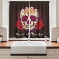 thumbnail image 2 of Ambesonne Skull Kitchen Curtains, Dia de Los Muertos, 55"x39", Plum Red Cream, 2 of 3