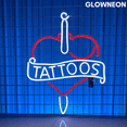 thumbnail image 2 of Glowneon Tattoos Heart Sword Neon Sign, Tattoos Studio Wall Led Light, 2 of 5