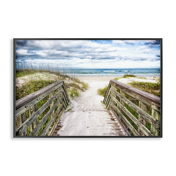 Stupell Industries Sandy Coast Boardwalk Nautical & Beach Photography Black Framed Art Print Wall Art, 18 x 12