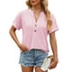 thumbnail image 1 of Blusa Superior Fiudx de Camiseta con Botones y Cuello En V de Manga Corta Sólida para Mujer, 1 of 6