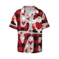 thumbnail image 2 of Lsque Buffalo Plaid Love And Gnome print Men's Cuban Collar Short Sleeve Shirt Summer Beachwear Casual Button Down Fashionable Vacation Leisure Shirt-Small, 2 of 7