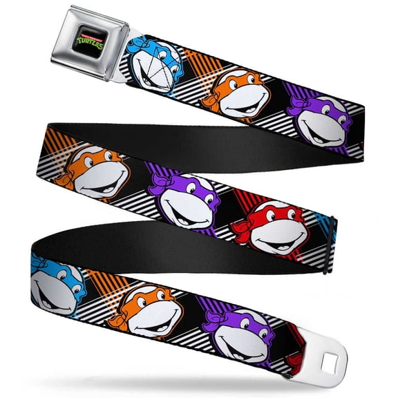 Classic Tmnt Logo Full Color Classic Tmnt Masked Faces Stripes Black White Seatbelt Belt Standard