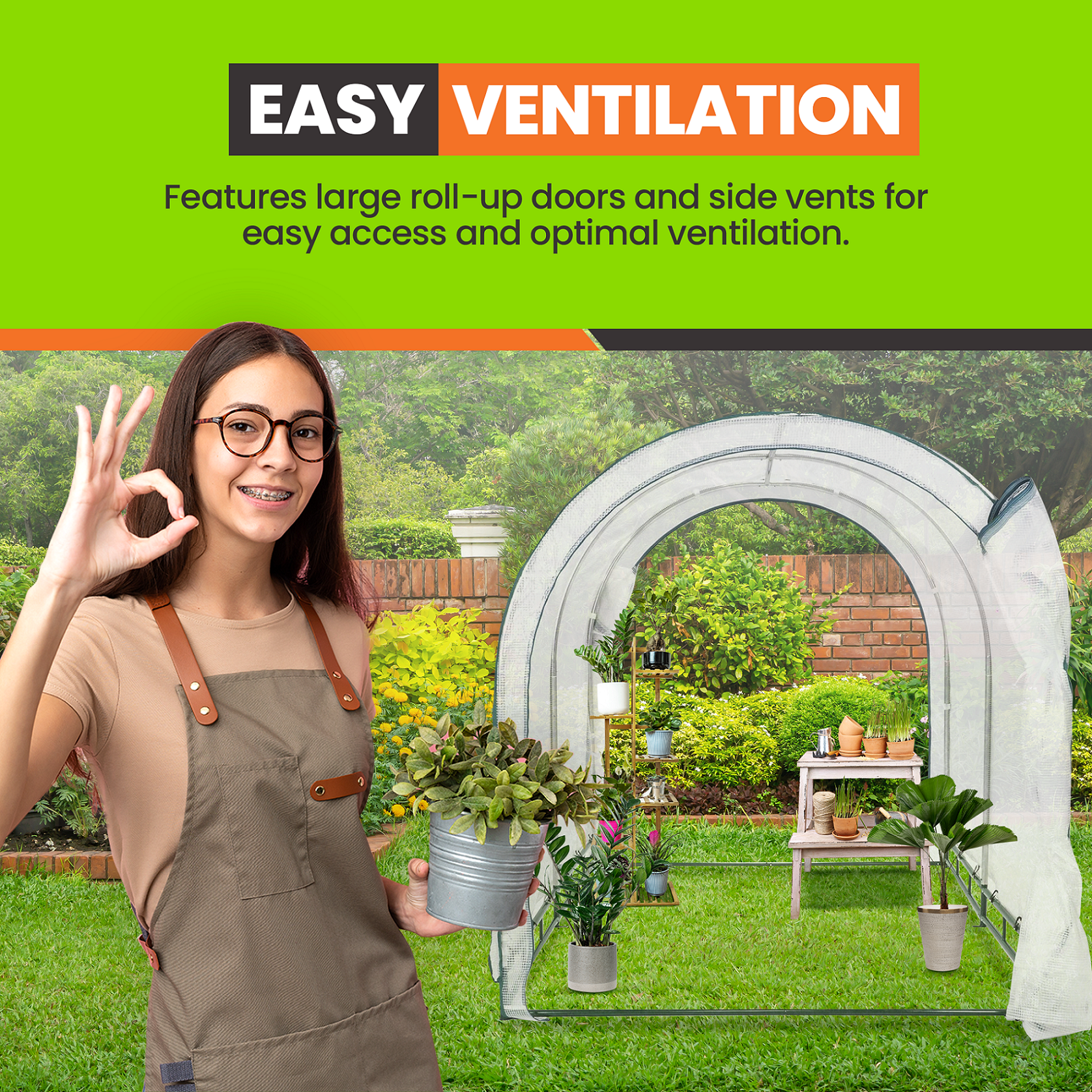 True Shelter Walk-in Greenhouse White 6.5 Ft High