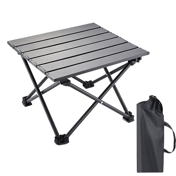 Portable Camping Table with Carry Bag, Ultralight Carbon Steel Folding Beach Table, for Outdoor, Black, Small