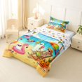 thumbnail image 2 of Feelyou Hippie Hawaii Skeleton Twin Comforter Sets, Happy Halloween Ghost Flamingo Bedding Set, Blue Orange, Halloween Reversible, 2 Pieces, 1 Comforter and 2 Pillowcases, 2 of 7