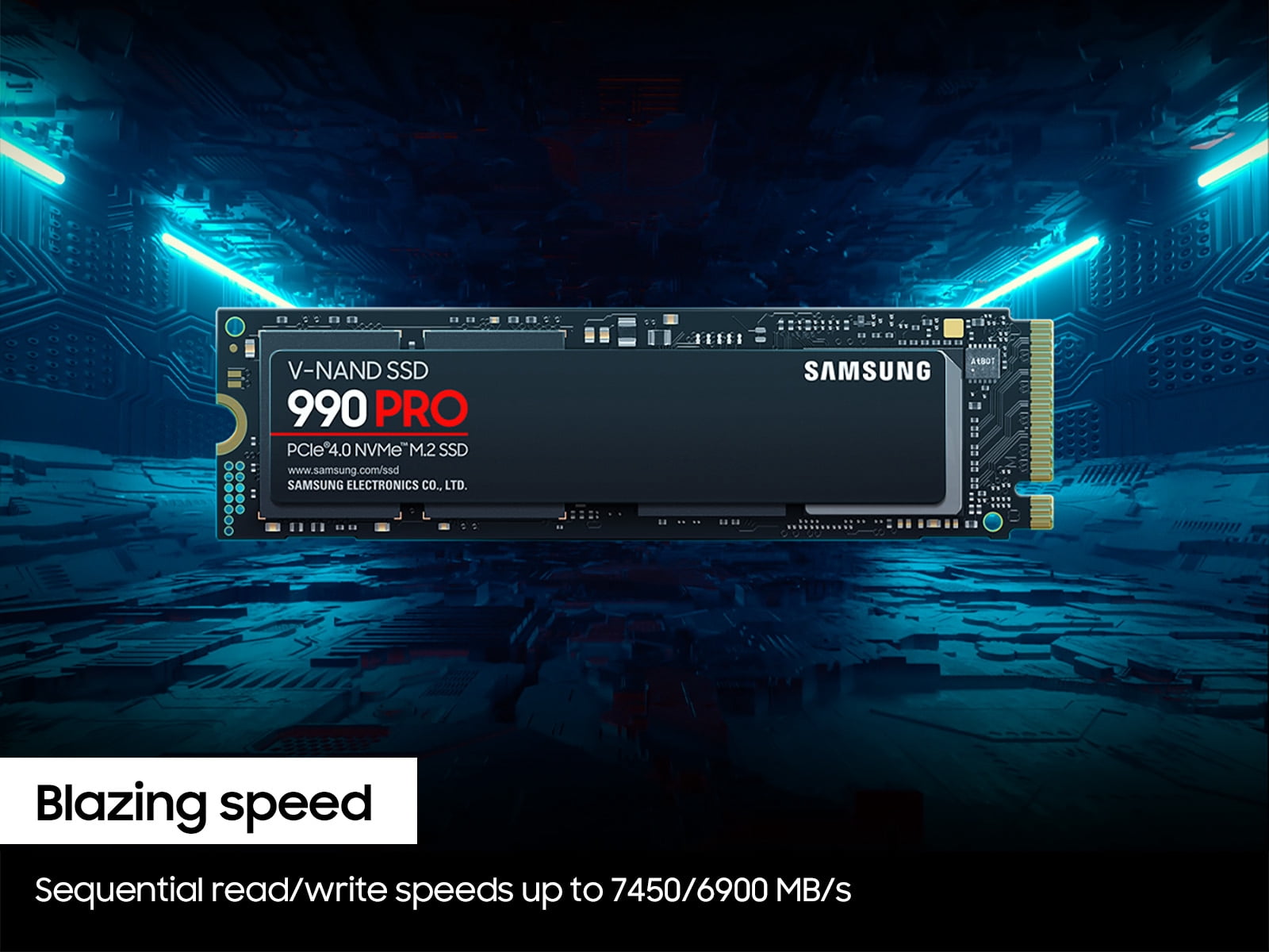 Samsung SSD 990 PRO 1TB, PCIe 4.0, Seq. Read Speeds Up-to 7,450MB/s, Compatible with PlayStation®5 (MZ-V9P1T0B/AM)