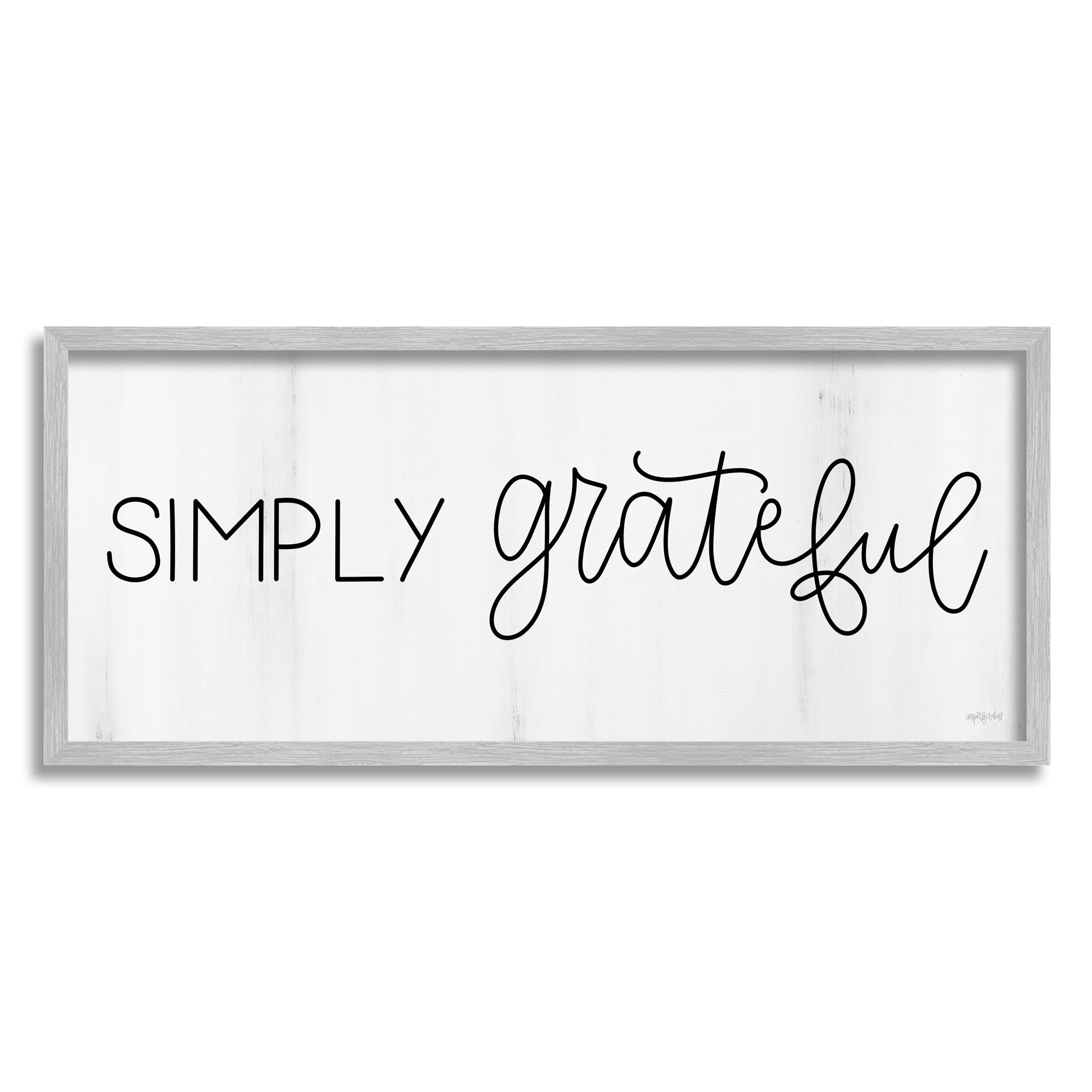 Stupell Industries Simply Grateful Motivational Cursive Typography Phrase Framed Wall Art, 30 x 13, Design by Imperfect Dust