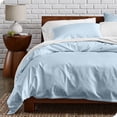 thumbnail image 1 of Bare Home Organic Cotton Duvet Cover Set, 300 Thread Count, Percale Weave, King/Cal King, Winter Blue, 1 of 5