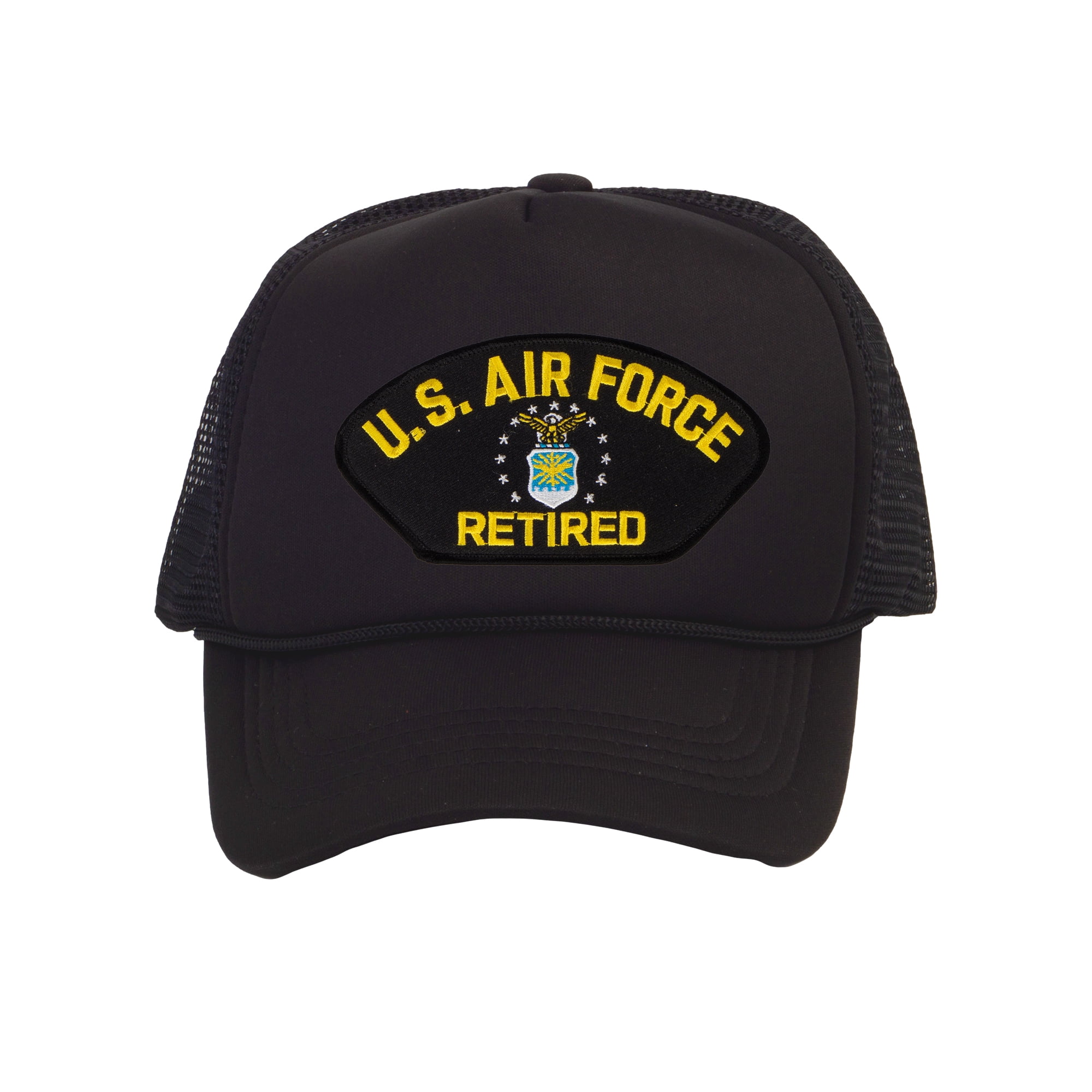 Mens US Air Force Trucker Hat - Adjustable Snapback USAF Cap, Retired Black
