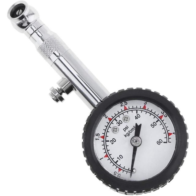 Manómetro de presión de neumáticos de 60 psi, medidor de presión de neumáticos con control giratorio de 360 grados y comprobador de presión de neumáticos de esfera grande para automóviles,