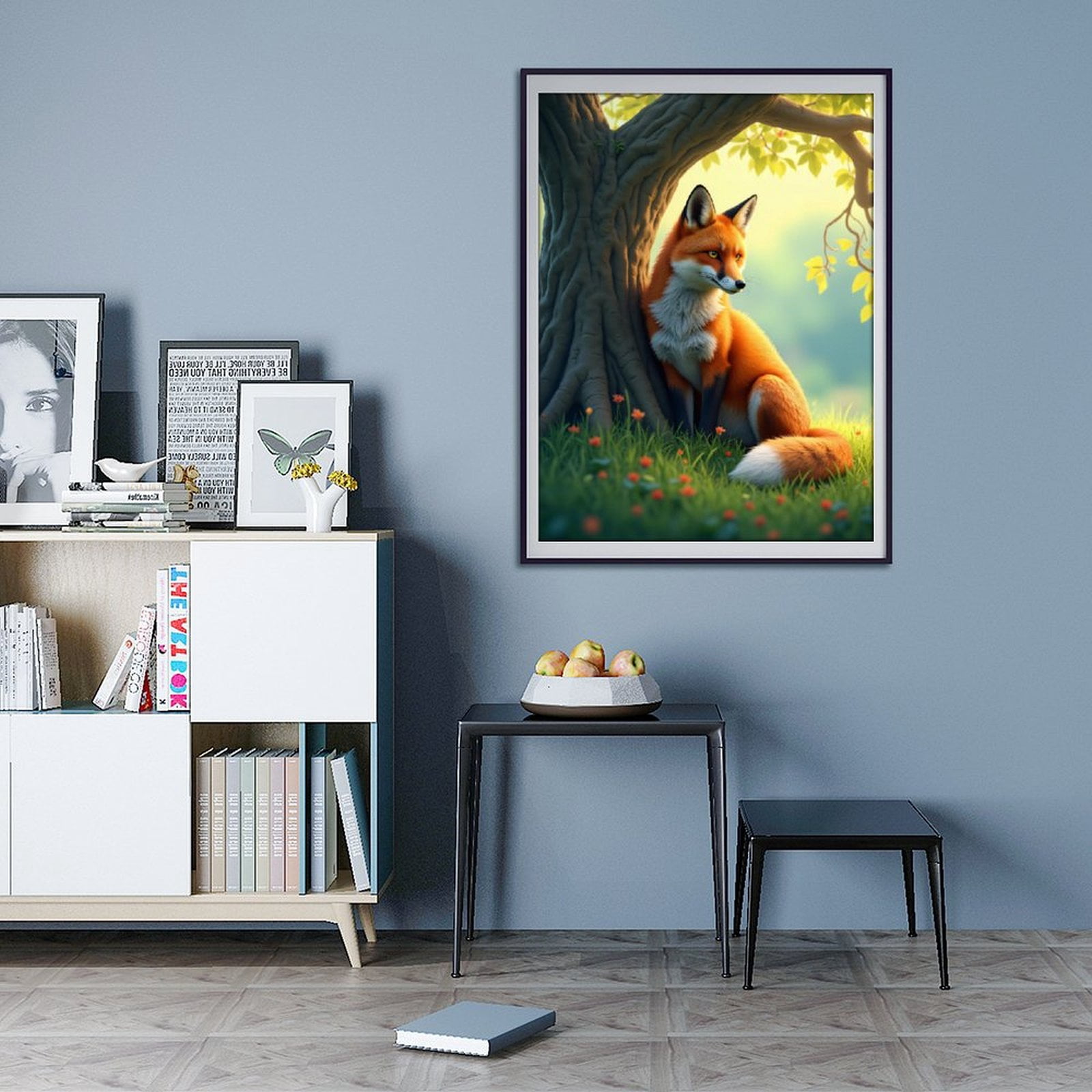 Diamond Art Kits for Adults - 5d Fox Under Tree In Sunny Meadow Diamond Painting for Adults, Diamond Art for Adults Beginners, Diamond Painting Kits for Adults for Home Wall Decor