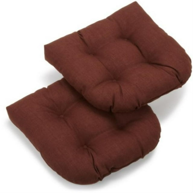 Coussin de Chaise de Salle à Manger Extérieur en Polyester Filé Tufté en Forme de U de 19 Pouces (Ensemble de 2) - Cacao