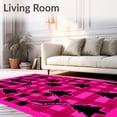 thumbnail image 2 of ODIKA 3'x5' Machine Washable Non-Slip Area Rug, Buffalo Check Evergreen and Sleigh Motif Festive Pair High Traffic Rug with Pad, Pink, 651842, 2 of 8