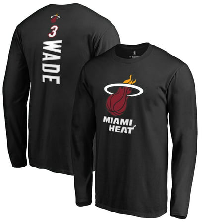 Dwyane Wade Miami Heat Fanatics Branded Backer Long Sleeve T-Shirt - Black