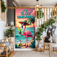 thumbnail image 6 of Tropical Flamingo Summer Beach Banner Decorative Pink Bird Palm Trees Vacation for Beach Party Outdoor Picnic Poolside, 6 of 7