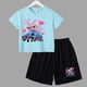 thumbnail image 3 of Conjunto de 2 piezas de camiseta y pantalones cortos de Disney Stitch para niños y niñas, de algodón, informal, cómodo y a la moda, para verano, 3 of 5