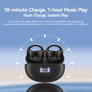 Blackview Open Earbuds,Wireless Earbuds with Digital Display Charging Case,Bluetooth 5.4,IPX7,Lightweight Comfort,Clip On Earbuds for Workout/Running,Black
