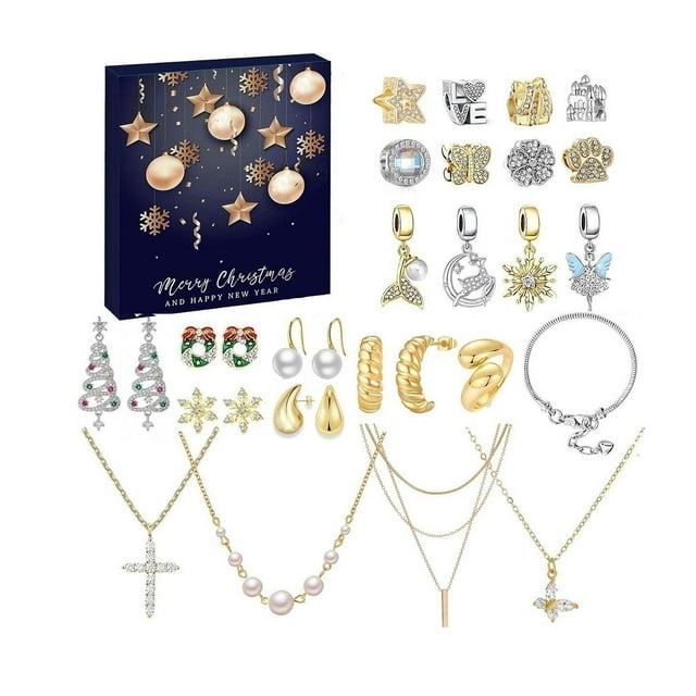 Rongfmy Jewelry Advent Calendar Stylish Xmas Present for Daughter Girlfriend Friends Style C