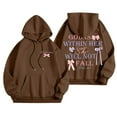 thumbnail image 5 of Women Sweatshirts Women's Hoodies Sweatshirts Stylish Letter Print Hooded Long Sleeve Casual Sports Hoodie for Everyday Comfort Brown L, 5 of 6