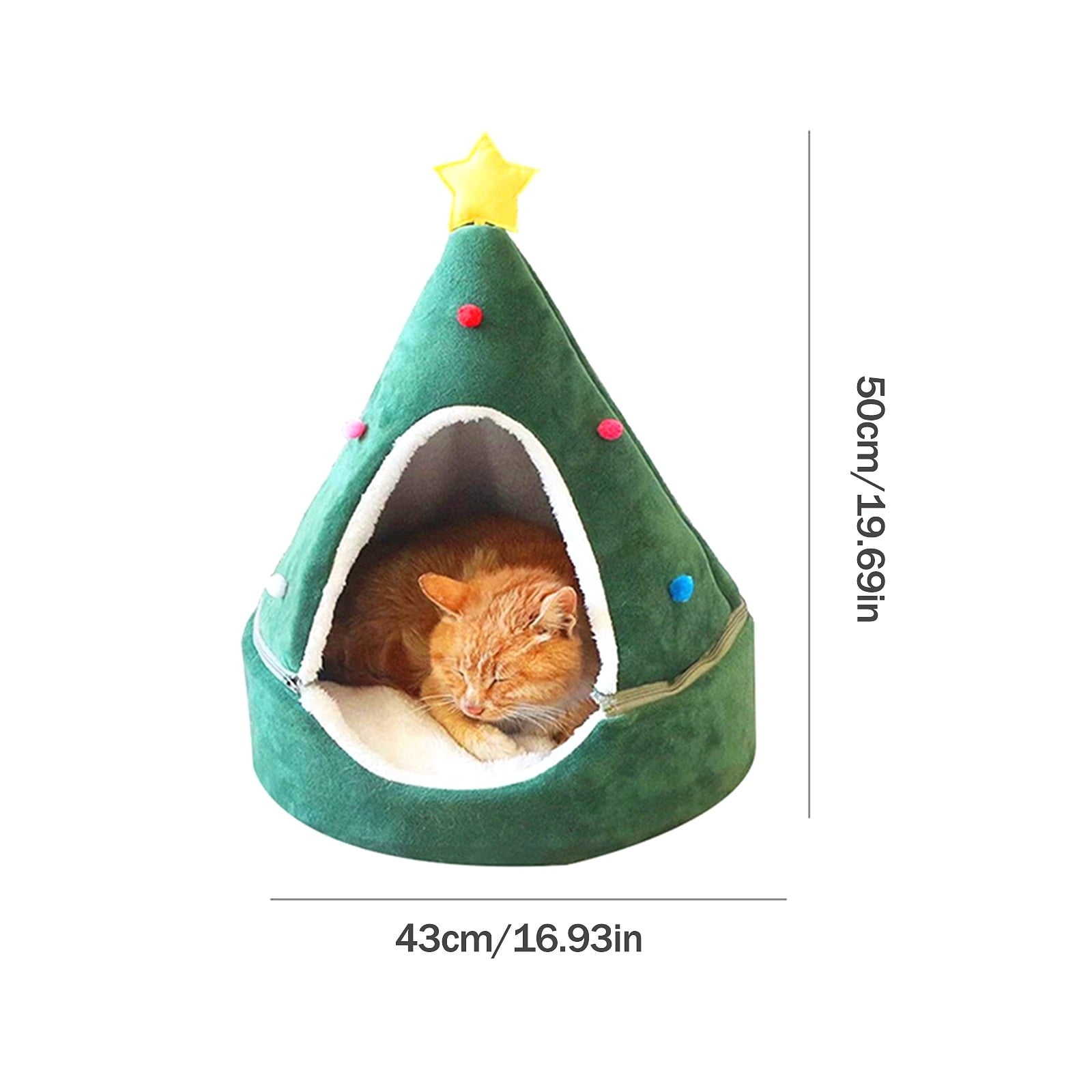 Christmas Tree Cat House, Cat Christmas Tree, Christmas Cat Bed Tent Cave Nest House Cute Pet Cave Beds, Comfortable Triangle Cat Bed Pet Tent House for Small Dog or Bunny