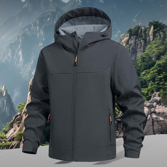 Men's Lightweight Softshell Jacket Winter Lined Hooded Waterproof Jackets (Grey XL)