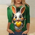 thumbnail image 5 of VKOYWKM Easter Tshirts for Women Easter Eggs Bunny Graphic T Shirts 3/4 Sleeve Casual Crew Neck T-Shirts Cute Easter Outfit Three Quarter Length Tunic Tops, 5 of 5
