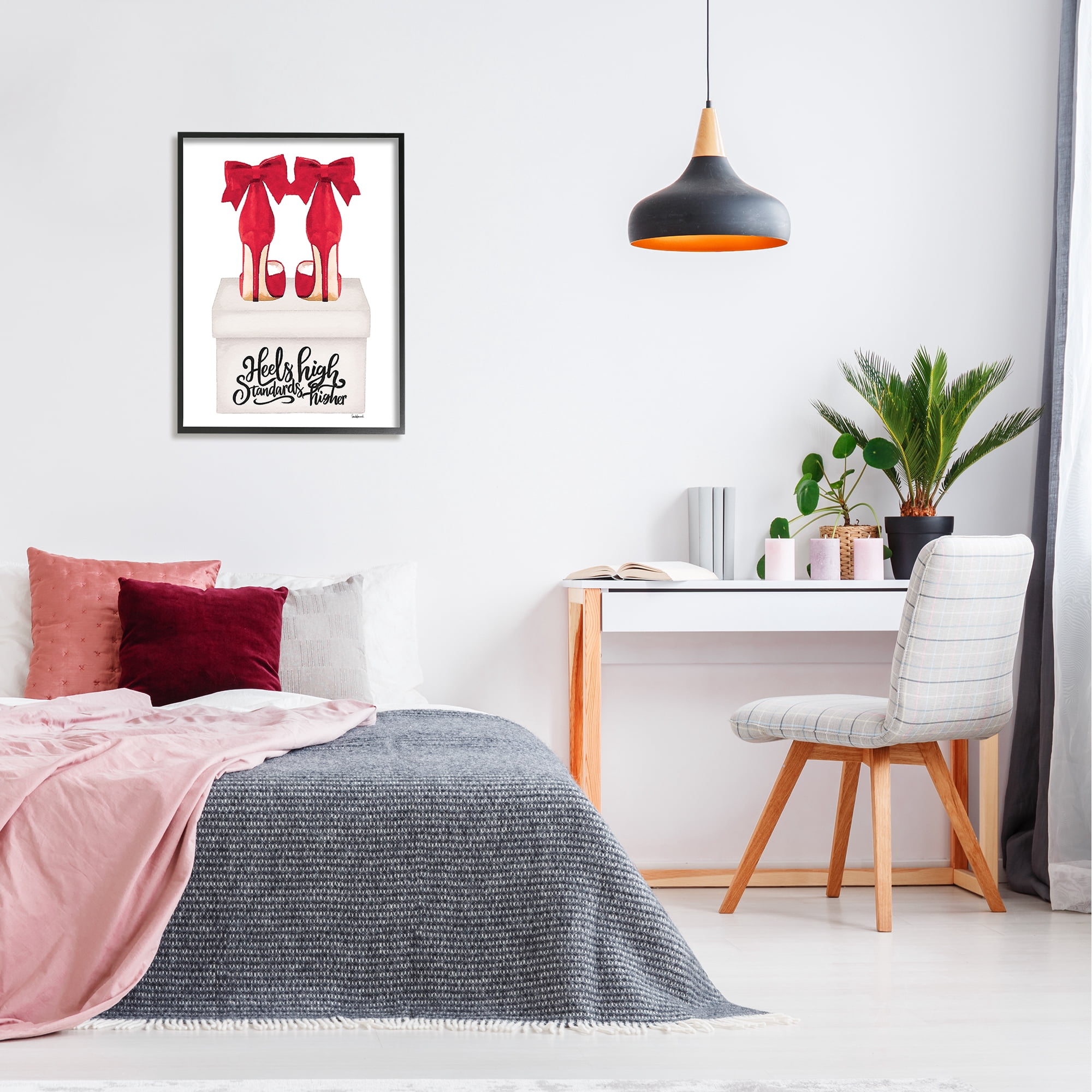 Stupell Industries High Standards Red Heels Beauty & Fashion Painting Black Framed Art Print Wall Art, 24 x 30