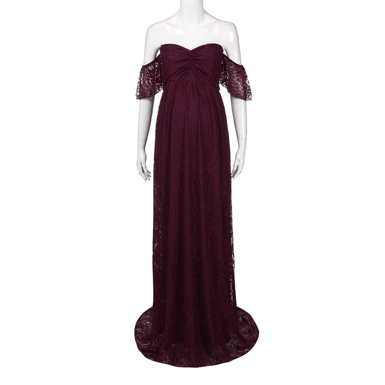 asdoklhq Maternity Dresses for Women Plus Size,Pregnant Women Off Shoulder  Lace Long Maxi Dress Gown Maternity Photography Prop - Walmart.com