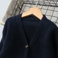 thumbnail image 4 of AINIYS Kids Boys Girls Button Closure Cardigan Kid Knit Sweater Solid Color V-Neck Cardigan with Pockets Dark Blue 5 Years, 4 of 9