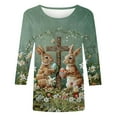 thumbnail image 4 of lcziwo Lightening Sales 3/4 Length Sleeve Womens Tops Casual Loose Crewneck Tshirt 2025 Easter Day Funny Graphic Tees Cotton Pullover Blouses Multicolor L, 4 of 6