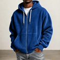 thumbnail image 2 of WULMLEO Waffle Knit Hoodies for Men Full Zip Drawstring Hooded Sweatshirts with Pocket Lightweight Loose Fit Athletic Jackets Dark Blue M, 2 of 5