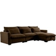 thumbnail image 3 of 122" Corduroy Sectional Sofa,  L Shaped Couch with Storage Footstool & 3 Pillow, Sectional Couch for Living Room Apartment, Brown, 3 of 9