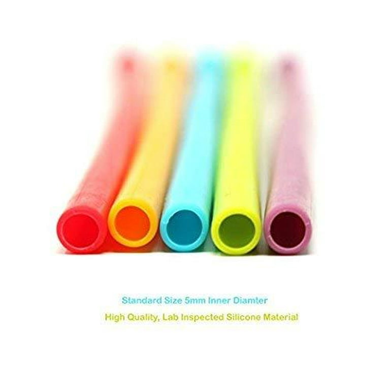 Trianu 8pcs Reusable Silicone Straws for Toddlers & Kids Flexible Short Drink 4.9 inch Straws, BPA Free, Baby Cup-Flexible Safe Fun Cute Thin for