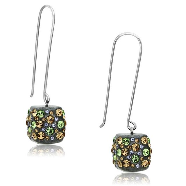 Alamode VL090 Boucles d'Oreilles en Acier Inoxydable Poli pour Femmes avec Cristal de Qualité Supérieure Multicolore