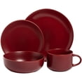 thumbnail image 2 of 10 Strawberry Street Wazee Matte Coupe Dinnerware Set, 16 Pc, Red, 2 of 4