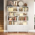 thumbnail image 6 of Casaottima 7 Tier Bookshelf, Tall Geometric Bookcase with Fabric Drawers, Modern Display Book Shelves Book Case for Living Room Bedroom, Wood Decorative Standing Shelving Unit for Home Office, White, 6 of 8