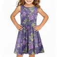 thumbnail image 2 of SGFCWSX Girls Sleeveless Dress Floral Print Soft Crew Neck A-Line Summer Party Dresses for Kids Multicolor Size 5-6 Years, 2 of 6