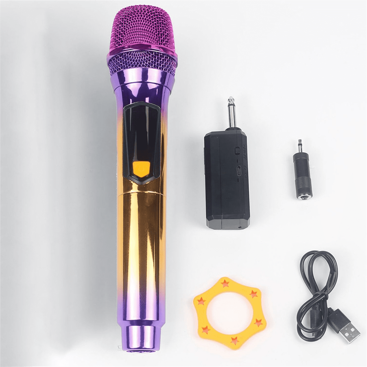 2.4G Dynamic Handheld Wireless Microphone Home Singing Stage Performance Audio Sound Card Karaoke Universal Microphone,2 x Microphones 1 x English instruction manual 1 set x accessories