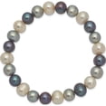 thumbnail image 2 of Fashion 8-9mm Fw Cultured White/Platinum/Black Pearl Stretch Bracelet Made In Canada qh4650, 2 of 5