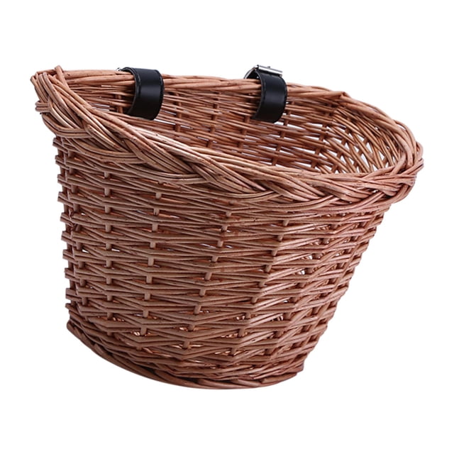 Bike Wicker Basket Front Cargo Pets Carrier with Adjustable Straps Bike Pannier 30cmx23cmx22cm