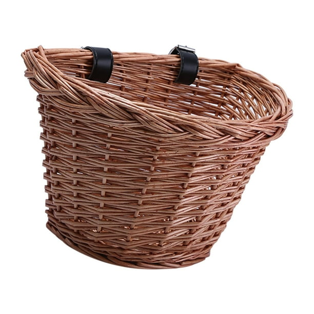 Cesta de mimbre para bicicleta, portabebés delantero para mascotas, impermeable, con PU ajustable 30cmx23cmx22cm