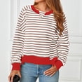 thumbnail image 5 of Annhoo Womens Striped Cropped Sweatshirts Casual Long Sleeve Crew Neck Color Block Pullover Shirts Fall Outfits, 5 of 9