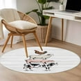 thumbnail image 4 of Round Rugs 4 Ft, Farmhouse Wooden Grain Non Slip Area Rugs for Kitchen Bedroom Entryway, Modern Country Cow Pig Chicken Washable Carpet Runner Rug Floor Mats for Bedroom Home Decor, 4 of 8