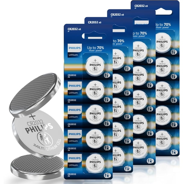 Pila Philips CR2032 de Litio 3V en Paquete de 20 Unidades