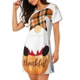 thumbnail image 2 of Balery Autumn Gnomes Camisón de manga corta con cuello redondo para mujer, cómodo y elegante., 2 of 6