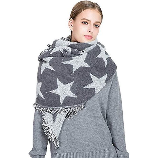 Chal de mujer - Bufanda gruesa de gran tamaño para otoño e invierno Bufanda de cachemira sintética, elegante y cálida bufanda monocromática (d)