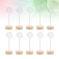 10 Pcs Photo Clip Holders Creative Table Holders Thread Shaped Picture Stand with Wooden Base Craft Ornament
