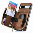 thumbnail image 2 of Jiahe Cover for Google Pixel 8 Pro, Wallet Case with Card Holder,Shockproof PU Leather Zipper Purese Kickstand with Adjustable Detachable Shoulder Strap Case Cover, brown, 2 of 7
