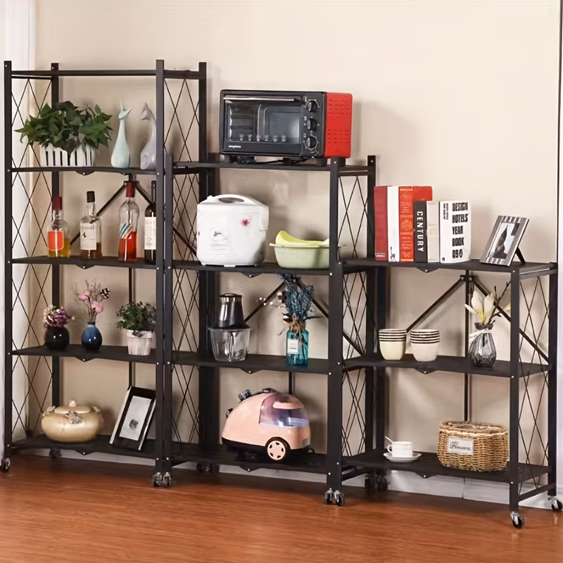 thumbnail image 3 of 3/4/5 Layer Folding Storage Rack, No Installation, with Wheels, 3 of 4
